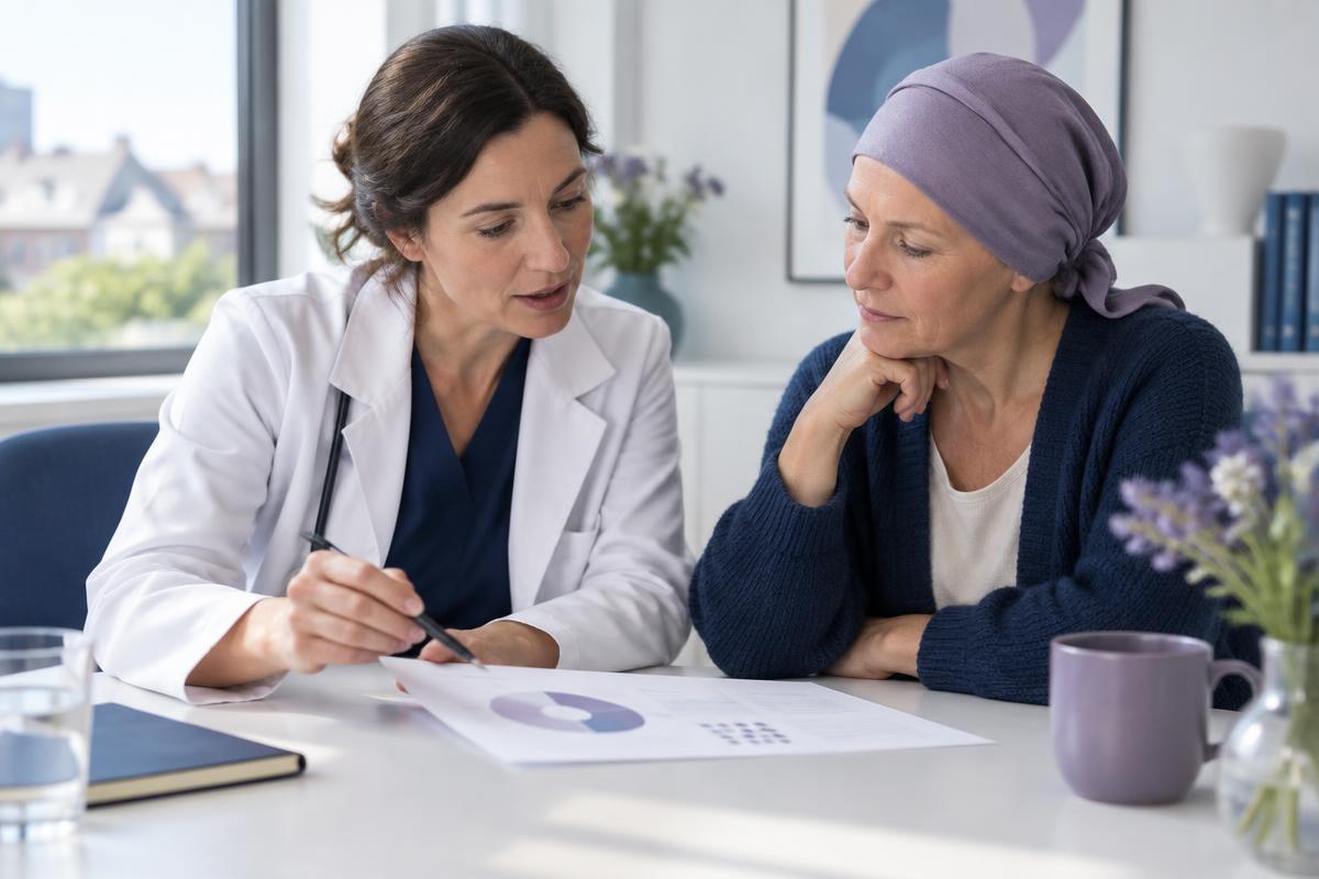 Clinician and patient discussing a care decision together